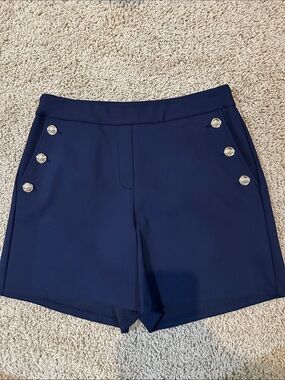 Rachel Zoe Navy High-Waist Shorts with Decorative Buttons
